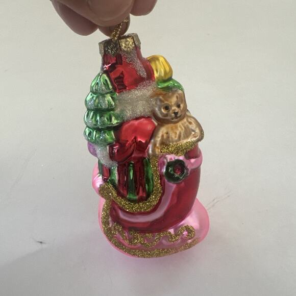 Set of 4 Christmas Ornaments by Greenbrier Santa‎ Snowman Tree Blown Glass - Picture 8 of 13